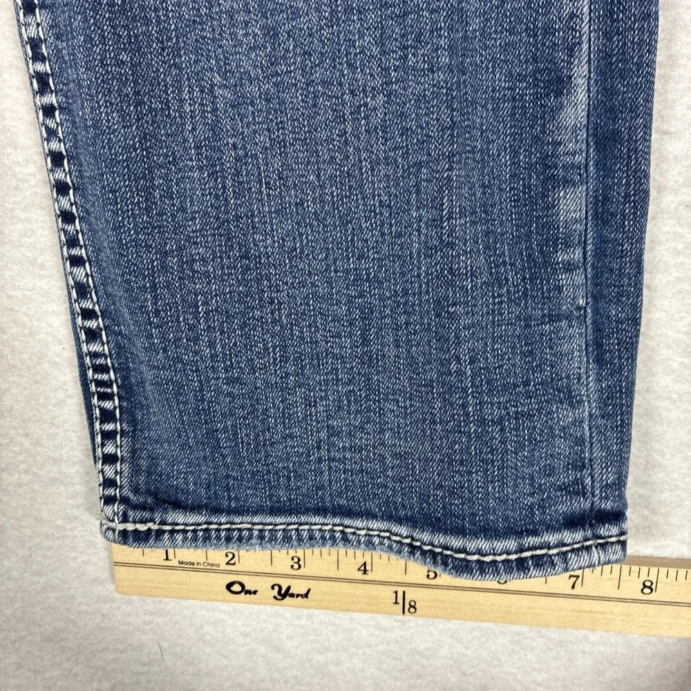BKE Jake Straight Jeans Mens 34x30 Blue Medium Wash Denim Distressed Thrashed